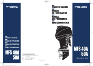 Tohatsu MFS40A MFS50A Outboard Owner's Manual - 4-Stroke EFI PDF