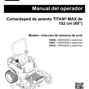 Toro TITAN MAX 60in Riding Mower Operator Manual 3474-303 Rev A - English Spanish French PDF