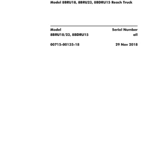 Toyota 8BRU18 8BRU23 8BDRU15 Reach Truck Parts Catalogue 2018 - PDF Download