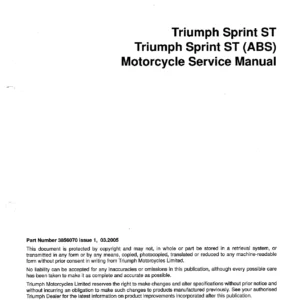 Triumph Sprint ST 1050 & Sprint ST ABS 2005 Service Manual - Full Workshop PDF