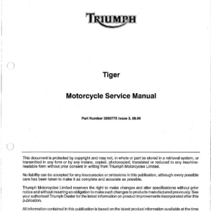 Triumph Tiger Motorcycle Service Manual 3850775 Issue 3 - PDF Download
