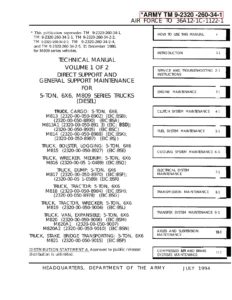 US Army M809 Series 5-Ton 6x6 Truck Maintenance Manual TM 9-2320-260-34-1 Volume 1 - PDF Download