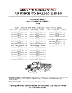 US Army M939 M939A1 M939A2 Series 5-Ton 6x6 Trucks Field Maintenance Manual - Volume 5 (TM 9-2320-272-23-5)