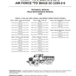 US Army M939 M939A1 M939A2 Series 5-Ton 6x6 Trucks Field Maintenance Manual - Volume 5 (TM 9-2320-272-23-5)