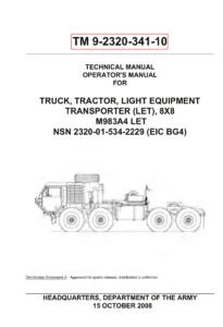 US Army M983A4 LET 8x8 Tractor Operator Manual TM 9-2320-341-10