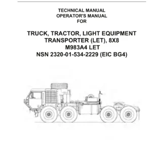 US Army M983A4 LET 8x8 Tractor Operator Manual TM 9-2320-341-10