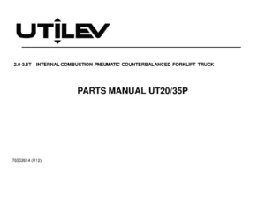 Utilev UT20/35P 2.0-3.5T Internal Combustion Forklift Parts Manual 76502614