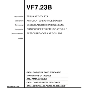 VF Venieri VF7.23B Articulated Backhoe Loader Spare Parts Catalogue PDF