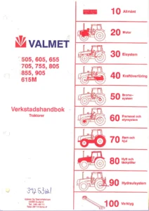 Valmet 505 605 655 705 755 805 855 905 615M Verkstadshandbok Traktorer - PDF Reparationsmanual