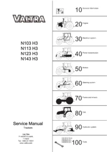 Valtra N103 H3 N113 H3 N123 H3 N143 H3 Tractors Service Manual