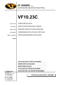 Venieri VF10.23C Articulated Backhoe Loader Spare Parts Catalogue PDF