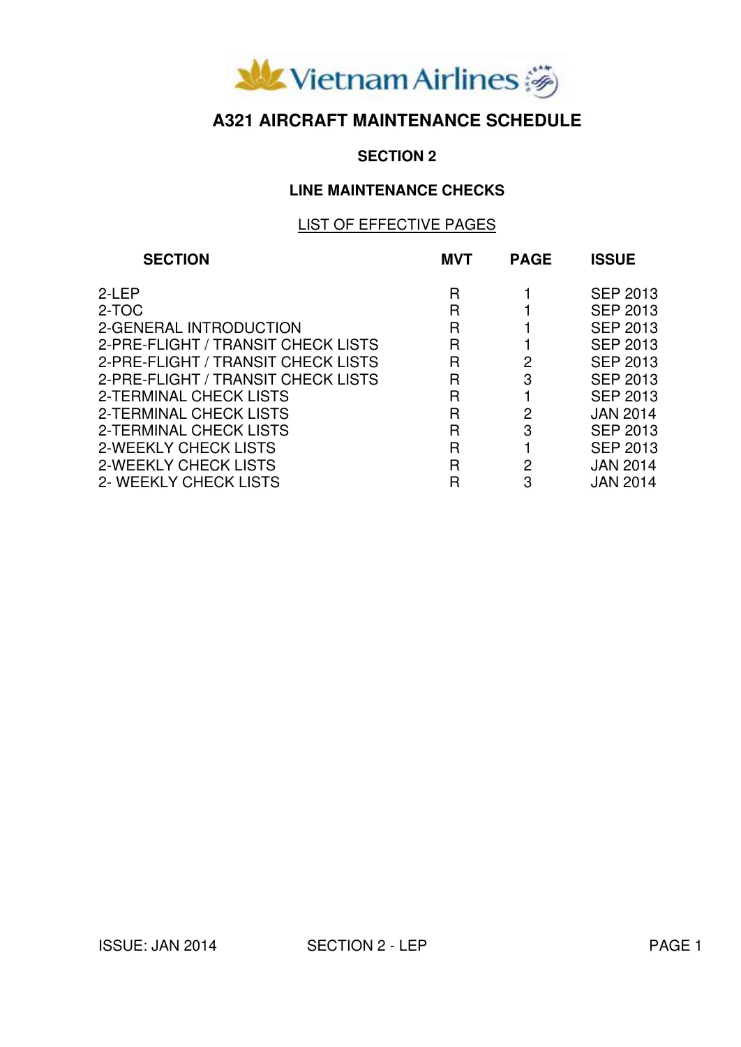 Vietnam Airlines A321 Aircraft Maintenance Schedule - Issue 14 Amendment 01 (2013-2014) - PDF - Image 3