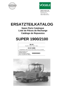 Vogele Super 1900/2100 Paver Spare Parts Catalog 2005 - PDF Download
