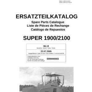 Vogele Super 1900/2100 Paver Spare Parts Catalog 2005 - PDF Download