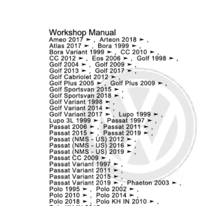 Volkswagen Electrical System Workshop Manual - General Information (August 2019) PDF
