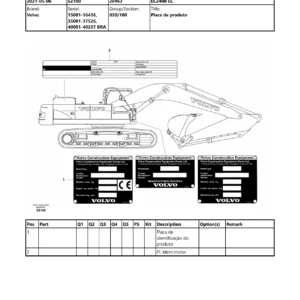 Volvo EC240B LC Excavator Parts Catalog PROSIS 20463 - PDF Parts Manual