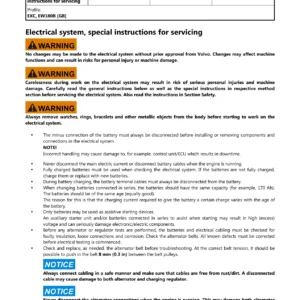 Volvo EW180B Electrical System Service Information Manual PDF 2014