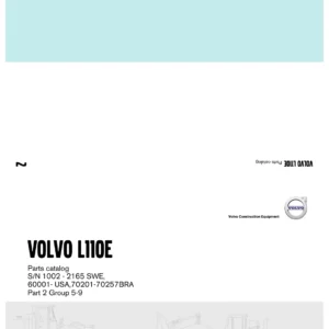 Volvo L110E Wheel Loader Parts Catalog 20009010-D 2016 PDF