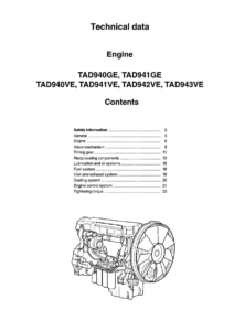 Volvo Penta TAD940GE TAD941GE TAD940VE TAD941VE TAD942VE TAD943VE Diesel Engine Workshop Manual