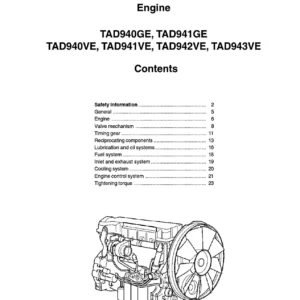 Volvo Penta TAD940GE TAD941GE TAD940VE TAD941VE TAD942VE TAD943VE Diesel Engine Workshop Manual