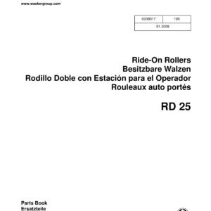 Wacker Neuson RD 25 Ride-On Roller Parts Book - Illustrated Spare Parts Catalog PDF