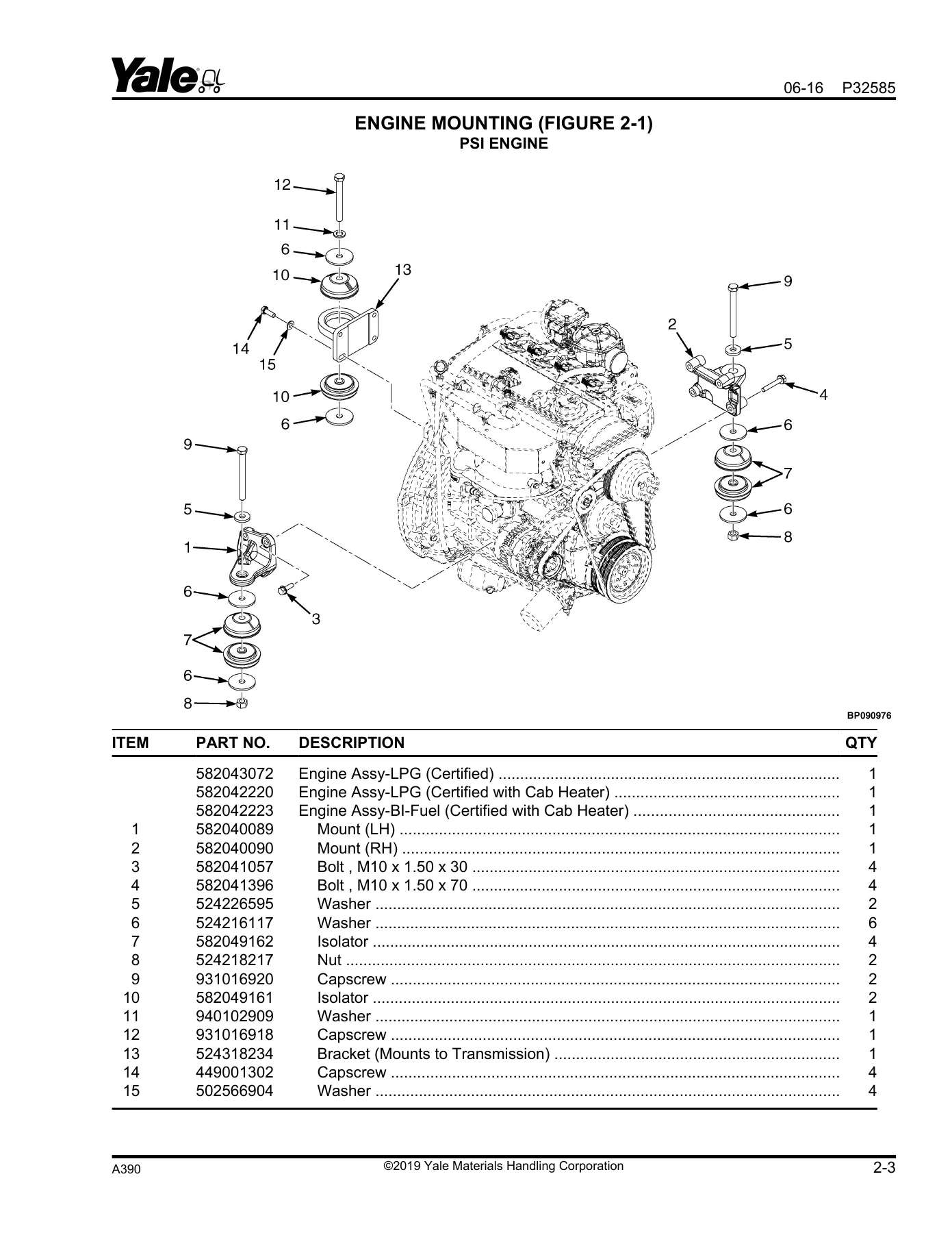 Yale GP/GLP040MX GP050MX GP060MX A390 Forklift Parts Manual 2019 - 550141688 PDF - Image 3