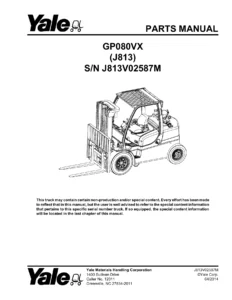 Yale GP080VX J813 Forklift Parts Manual 2014 - Serial J813V02587M Download
