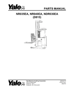 Yale NR035EA NR040EA NDR030EA D815 Reach Truck Parts Manual PDF