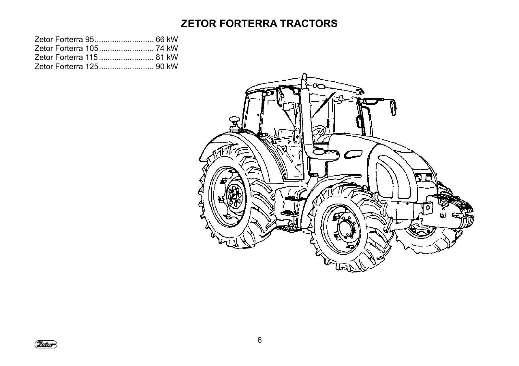 Zetor Forterra 95 105 115 125 Tractor Operator Manual 2009 PDF - Image 2