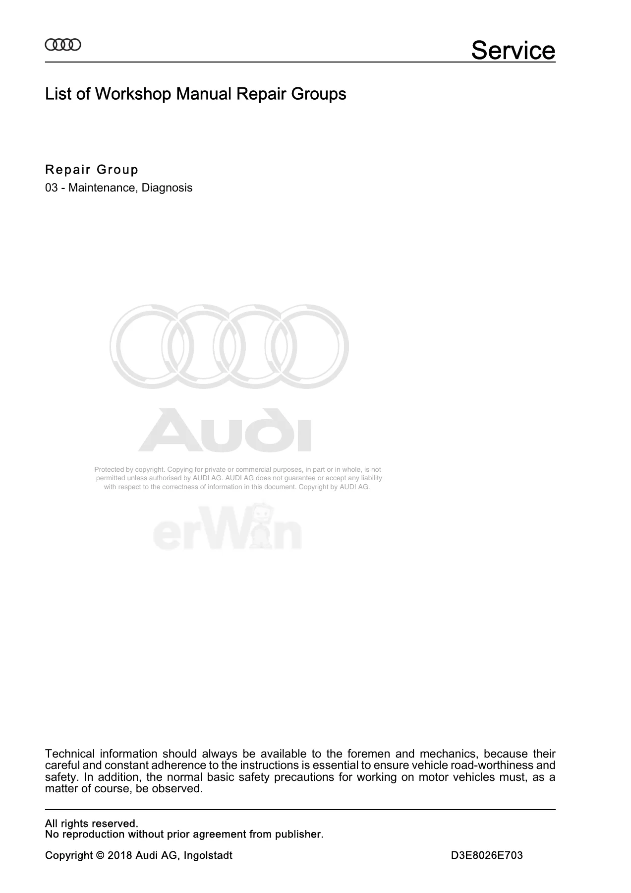 2000-2017 Audi Maintenance Schedule Repair Manual - Edition 10.2017 PDF - Image 2