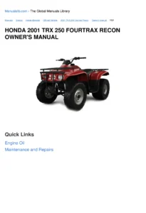 2001 Honda TRX250 FourTrax Recon Owner's Manual PDF - Complete ATV Guide