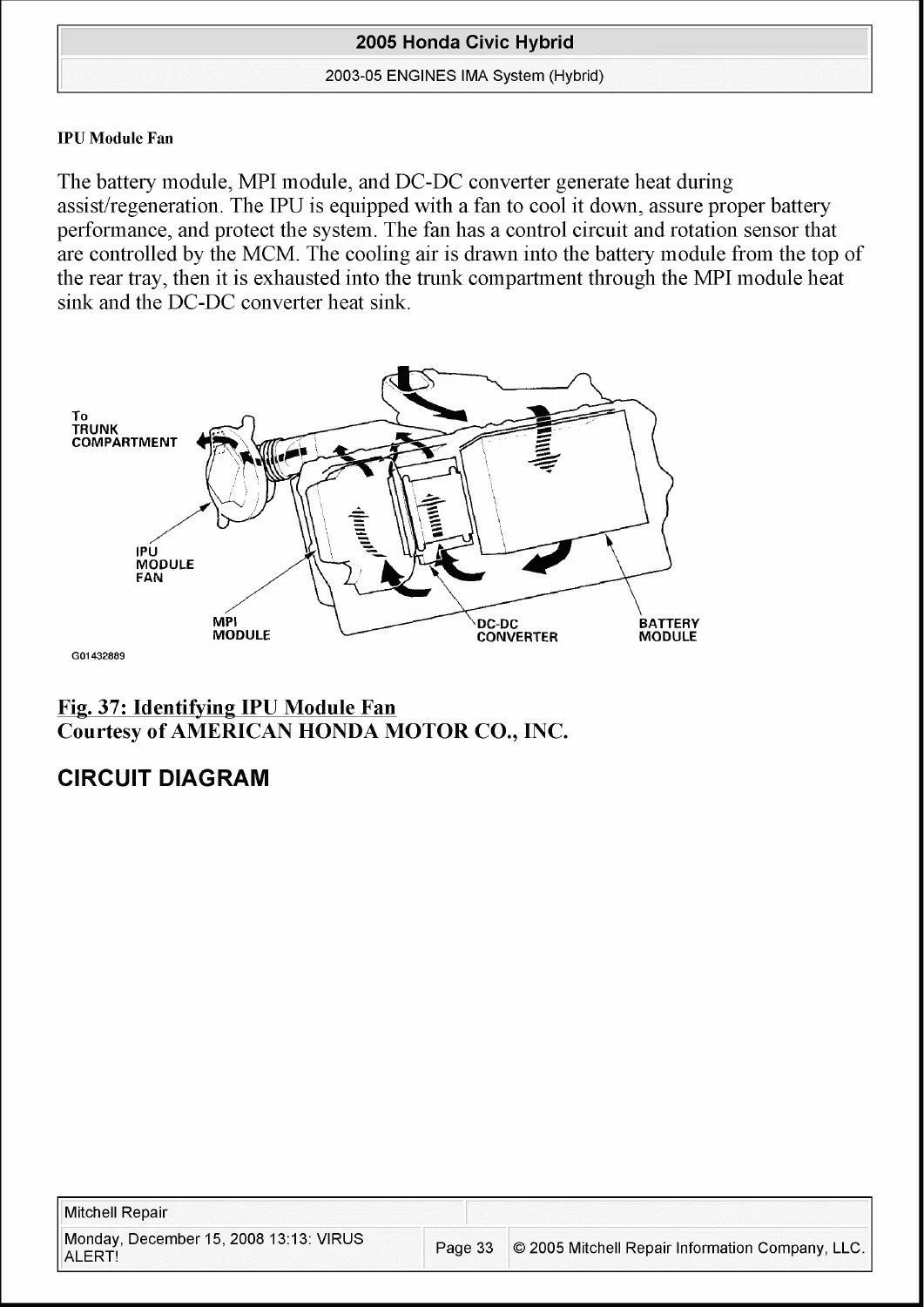 2003-2005 Honda Civic Hybrid IMA System Service Manual - High Voltage Hybrid Repair Guide - Image 3