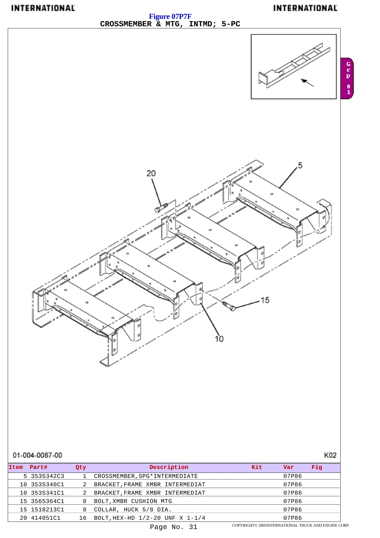 2005 International 5600i 6X4 Custom Parts Catalog - Chassis 6J300113 Illustrated PDF - Image 2