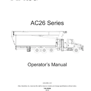 Altec AC26 Series Operator's Manual - AC26-95 & AC26-103 Boom Truck Crane PDF