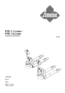 Ameise PTE 1.1 / PTE 1.5 Li-Ion Pallet Truck Operating Instructions 51780448 - PDF