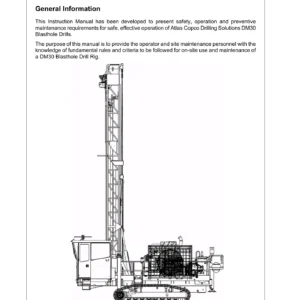 Atlas Copco DM30 Blasthole Drill Instruction Manual 2010 - Operator & Maintenance Guide PDF