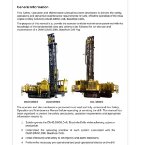 Atlas Copco DM45 DM50 DML Blasthole Drill Instruction Manual - Safety, Operation & Maintenance
