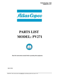 Atlas Copco PV271 Drill Parts Manual - Serial 4355 Parts Catalog PDF Download