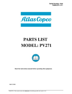 Atlas Copco PV271 Pit Viper Drill Parts List Manual - Serial 4344 PDF