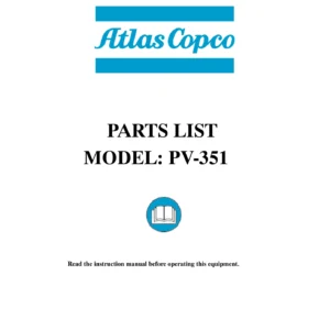 Atlas Copco PV351 Drill Parts List Manual - Serial 8011 - Instant PDF Download