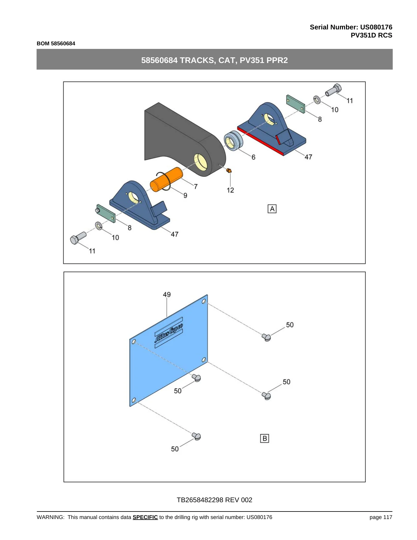 Atlas Copco PV351D RCS Drilling Rig Parts List Manual - S/N US080176 PDF - Image 3