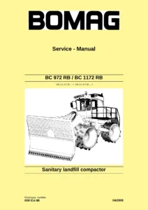 BOMAG BC972RB & BC1172RB Sanitary Landfill Compactor Complete Service Manual (S/N 101 570 80... & 101 570 81...) - PDF Download