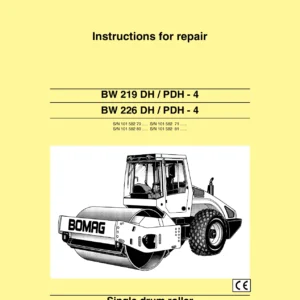 BOMAG BW 219 BW 226 DH-4 PDH-4 Single Drum Roller Repair Instructions Manual - PDF Download