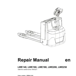 BT LWE140 LWE160 LWE180 LWE200 LWE250 Pallet Truck Repair Manual - PDF Workshop Download