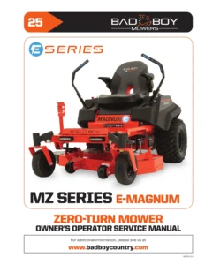 Bad Boy E-Magnum Zero Turn Mower Owner Operator Service Manual 2025 PDF