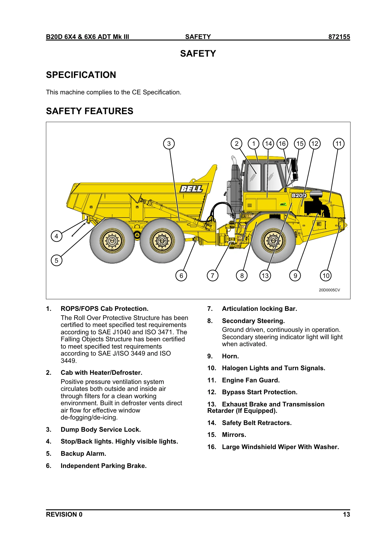 Bell B20D Mk III 6X4 & 6X6 Articulated Dump Truck Service Manual - 872155 - Image 2