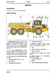 Bell B25D & B30D 6X6 Articulated Dump Truck Repair Manual — General & Engine Sections PDF 872118