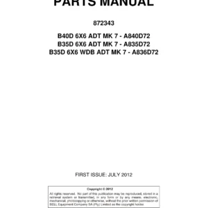 Bell B35D B40D MK 7.2 Articulated Dump Truck Parts Manual 872343 PDF