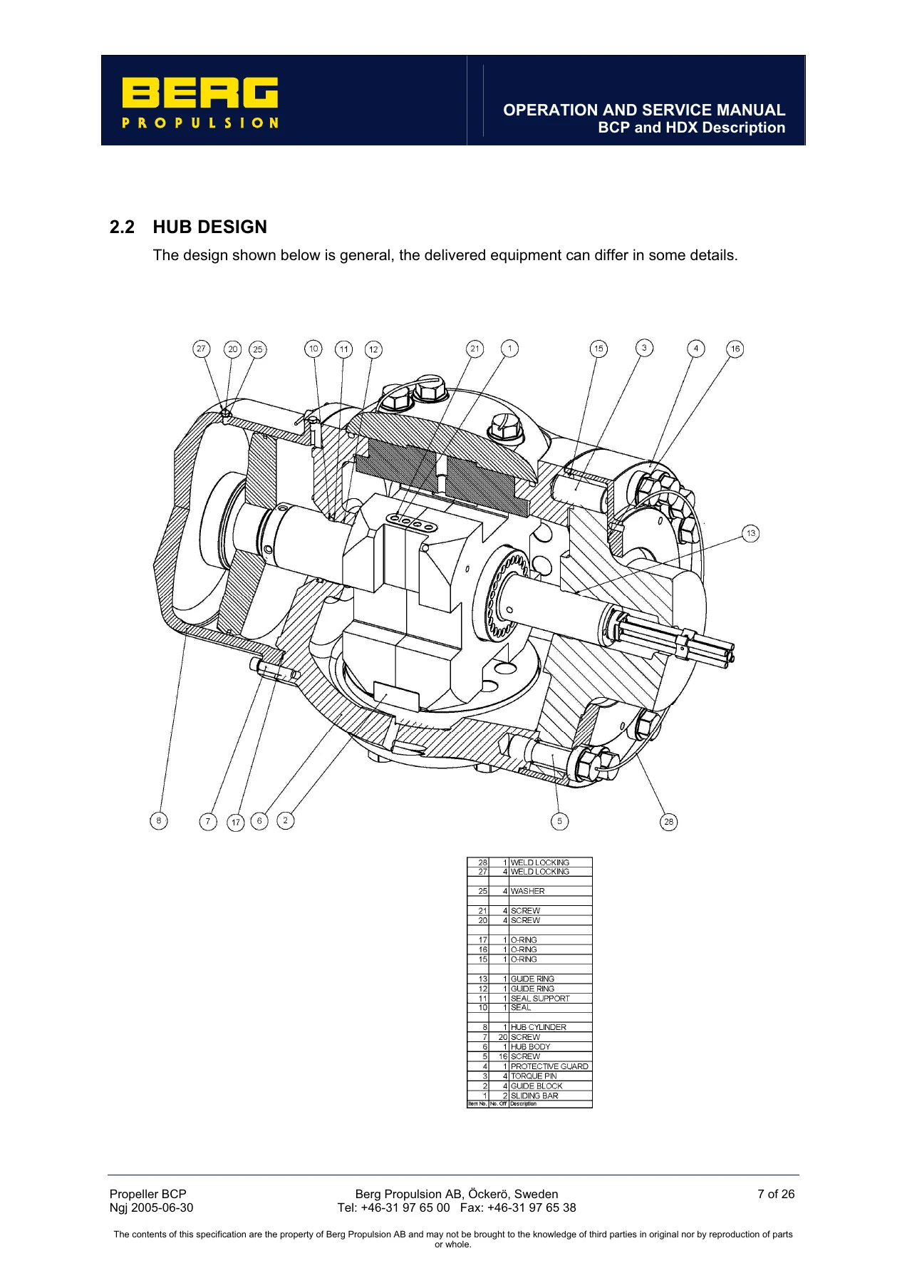 Berg Propulsion BCP 950 HDX-500 CPP System Operation & Service Manual - Image 2