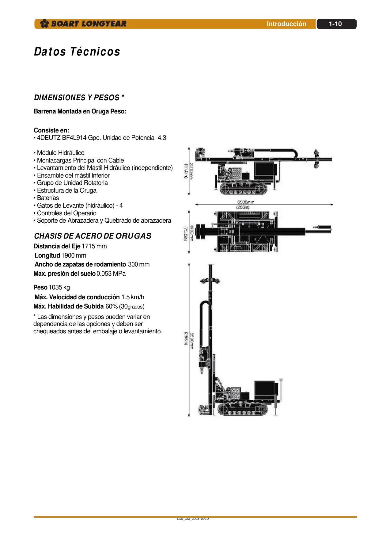 Boart Longyear LX6 Manual de Operación y Lista de Partes - Perforadora PDF - Image 2